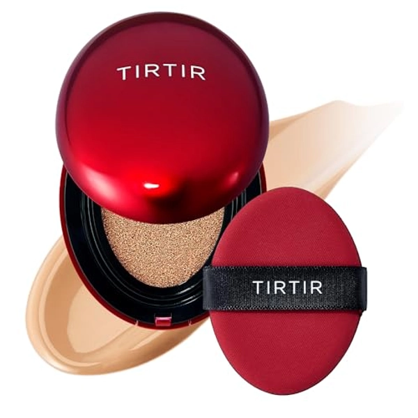TIRTIR Mask Fit Red Cushion Foundation | Full coverage, Weighless, Skin fit, Satin Glow Finish, Korean cushion foundation (#27C Cool Beige, 0.63 Fl Oz (Pack of 1))