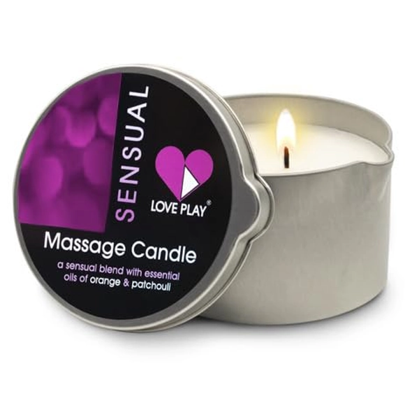 LOVE PLAY Massage Oil Candle for Home SPA - Vegan Moisturizing Body Oil Candle for Pure Relaxation - Hydrating Skin Care Massage Oils with Essential Oils (6.76oz)