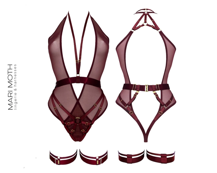 Luna Mesh Bodysuit & Garter Set