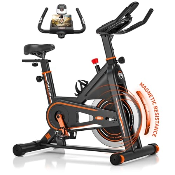 Exercise Bike, DMASUN Silent Magnetic Resistance Stationary Bike for Home with 330/350 LBS Capacity, Workout Bike with Comfortable Seat Cushion, Digital Display with Pulse
