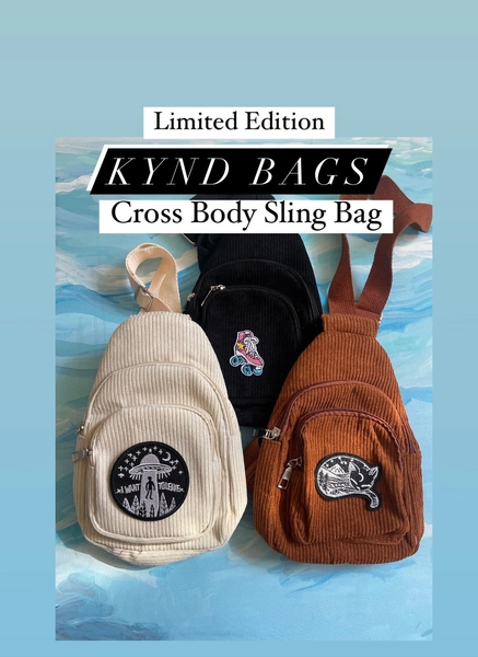 Kynd Bags Limited Edition Cross Body Sling Corduroy Bag Fanny Pack Halloween Spooky Valentines - Primary color: Black