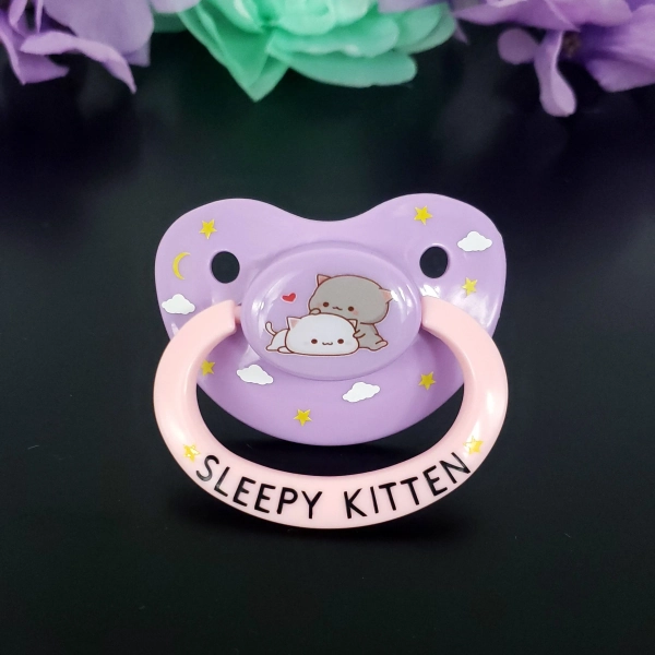 Adult Pacifier - Sleepy Kitten ABDL Adult Baby (Custom Colors) - Age Regress - Little Space Pacifier