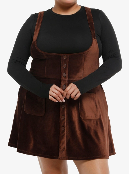 Thorn & Fable Brown Velvet Underbust Skirtall Plus Size