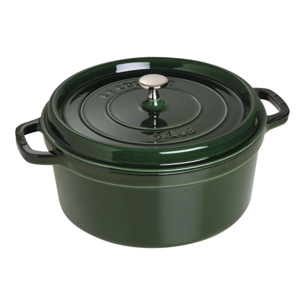 Staub Cast Iron - Round Cocottes 7 qt, Round, Cocotte, Basil