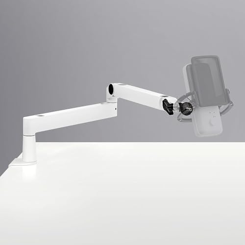 Elgato Wave Mic Arm LP White - Premium Low Profile Microphone Arm with Cable Management, Desk Clamp, Versatile Mounting and Fully Adjustable, Perfect for Podcast, Streaming, Gaming, Home Office - Low Profile - White