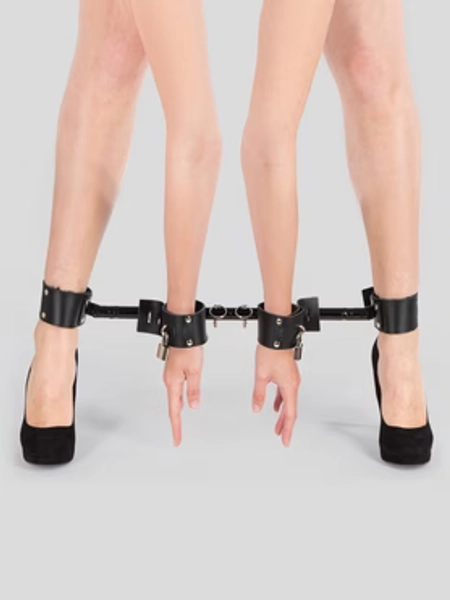 Bondage Boutique Extreme Expandable Spreader Bar with Leather Cuffs