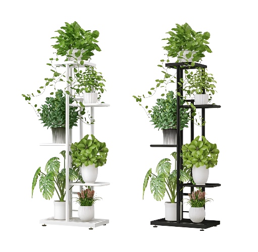 6 Pot Multi Layer Metal Plant Stand Home Decor - White