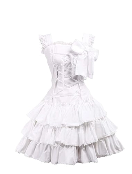 Antaina White Cotton Ruffle Bow Lace Classic Victorian Lolita Cosplay Dress