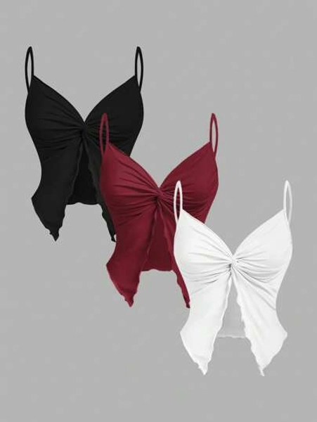 SHEIN MOD Women's Twist Front Crisscross Sleeveless Top,Cute Tops,Rave Top