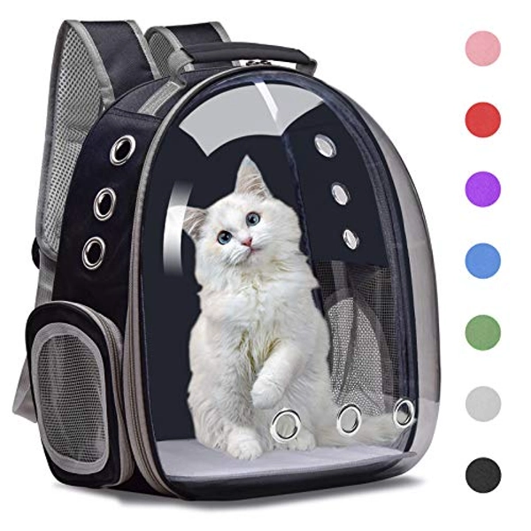 Henkelion Backpack Carrier/Bubble Carrying Bag for Small Medium Dogs Cats, Space Capsule Pet Carrier for Hiking, Travel, Airline Approved- Black
