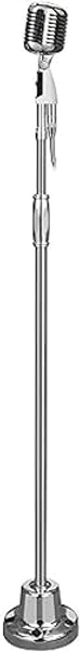 Pyle Retro Microphone and Stand, Classic Dynamic Vintage Style Professional Unidirectional Audio Vocal Performance Mic w/Adjustable Height Stand, Cardioid XLR Cable w/Swing Stand for Stage/Studio