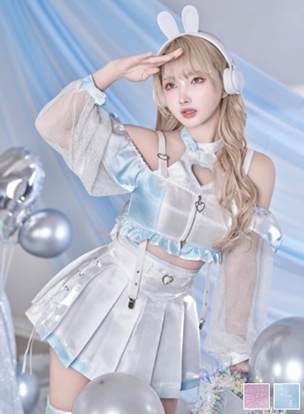 [Same-day shipping] Y3K Metallic Sheer AI Modeling Bunny "Original Cosplay 6-piece set"【Malymoon】[c9970] | Original costume (original design costume) | Malymoon Official Web Store