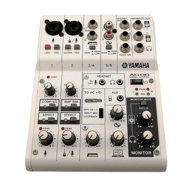 YAMAHA AG06 White 6-Channel Live Streaming Mixer USB Audio Interface AG06 Used