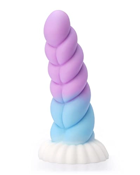 Realistic Monster Silicone Dildo - 7.8" Shaped Liquid Dildo with Strong Suction Cup, Huge Thick Dildo for Women, Anal Plug Dildo Prostate Massager Adult Sex Toy Pink,Blue&White