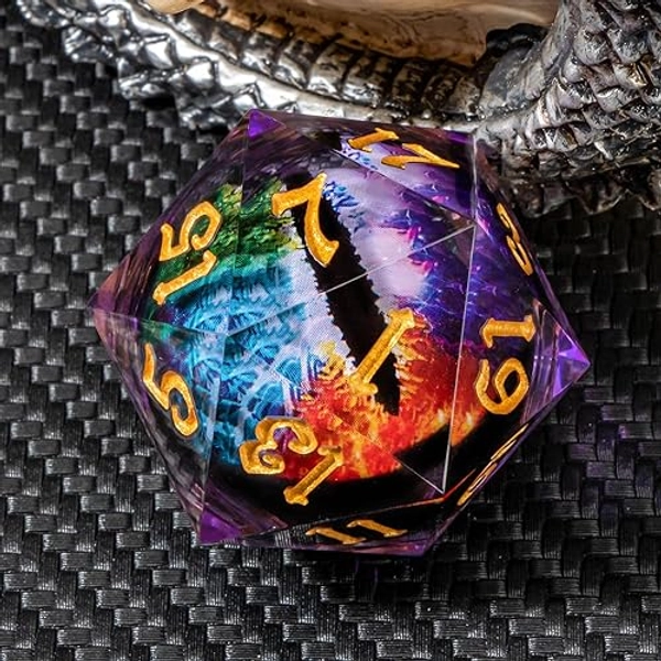 KERWELLSI Float Liquid Core Beholder Eye Single Giant 33mm D20 Dice with Gift Box, Resin 20 Sided DND D&D Dice for Dungeons and Dragons, Colorful Large Polyhedral Role Playing Dice RPG D and D Dice