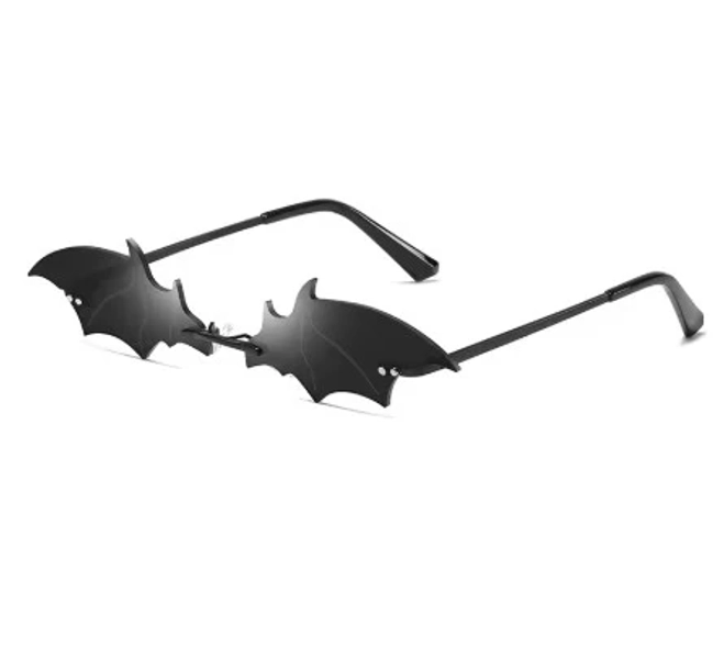 Goth Black Bat Shaped Fashion Sunglasses (Various Colours) - black frame black