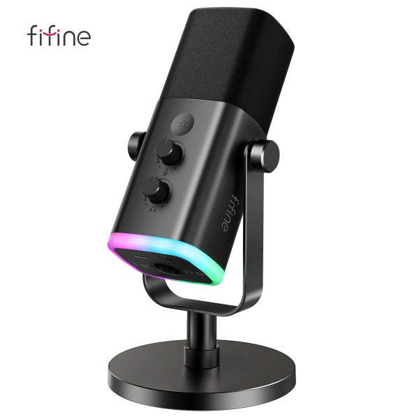 FIFINE USB/XLR Dynamic Microphone with Touch Mute Button,Headphone jack,I/O Controls,for PC PS5/4 mixer,Gaming MIC Ampligame AM8 - AliExpress 44