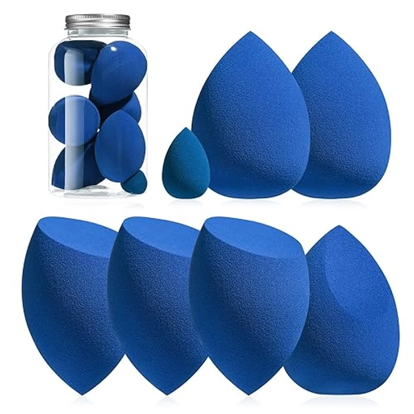 Makeup Sponge Set BS-MALL 6 Pcs blender sponge for Liquid, Cream, and Powder, Multi-colored Makeup Sponges (G-Darkblue)