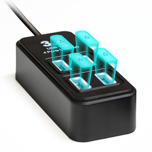 4-Port USB Hub for Vive Tracker USB dongles, Portable USB Adapter, Multiport Expander, Splitter for Desktop, Laptop, Xbox, HDD, Console, Printer, PC, Keyboards, HP, Dell