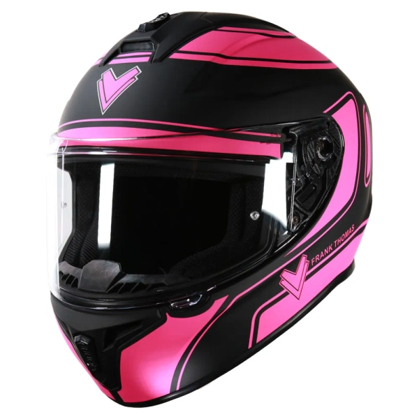Frank Thomas FT815 Helmet Matt Black Pink
