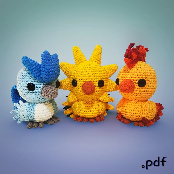 Set Of 3 | Legendary Birds Crochet Pattern Amigurumi VinCrafty PDF File [US Terms]
