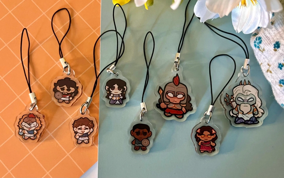 Epic: The Musical inspired phone charms, acrylic keychains cute, theatre kawaii
