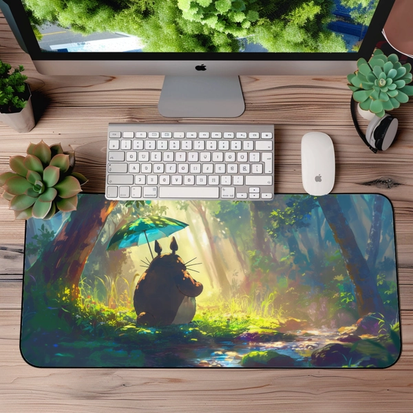 My Neighbor Totoro Desk Mat, Studio Ghibli Inspired Non-Slip Desk Pad, Kawaii Mousepad, Home Office Anime Desk Mat