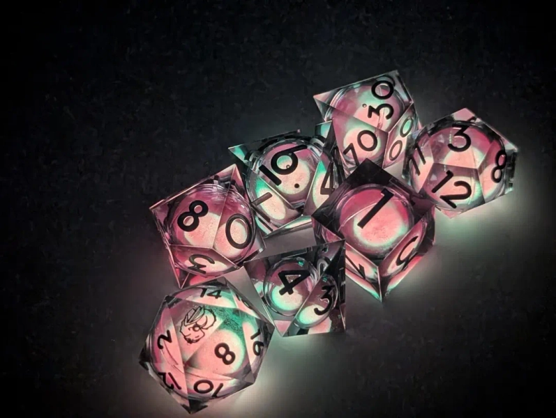 Trickery Glowing Liquid Core Dice Set - Etsy