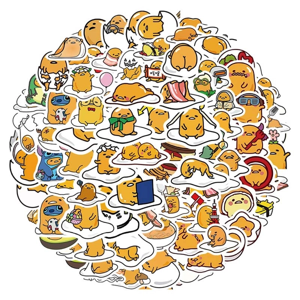 100PCS Kawaii Laptop Decal Cute Cartoon Egg Waterproof Stickers