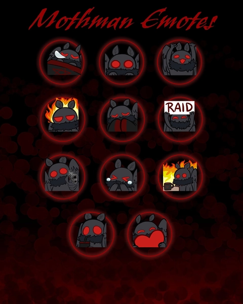 Mothman Spooky Cryptid Goth and Alt Streamer and Discord Emotes