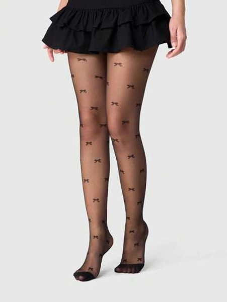 ROMWE Kawaii Bow Design Women Tights/Pantyhose/Leggings/Skinny Pants
