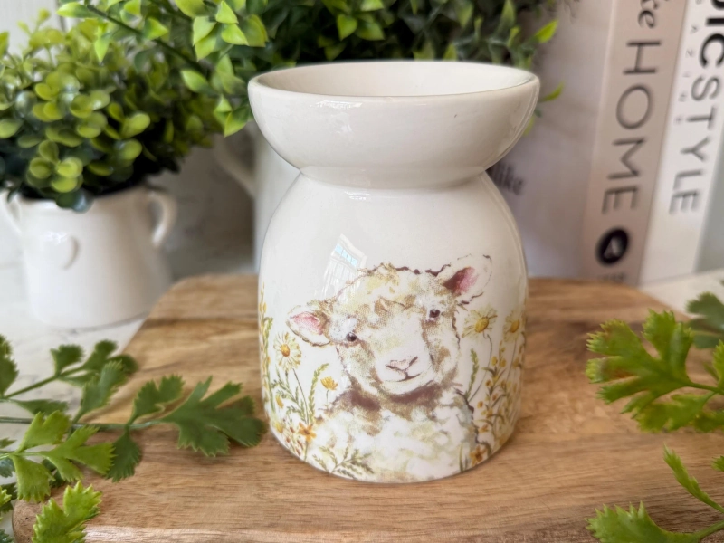 Lamb Ceramic Wax Melt Oil Burner, Cottage Decor
