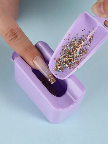 Purple Double Layer Powder Recycling Storage Box Nail Manicure Tool Glitter Sequin Collection Portable Container DIY Accessory Supplies