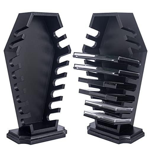 SEREIINO Coffin Eyeshadow Palette Organizer - Spooky Halloween Decor for Bathroom and Bedroom - Gothic Wooden Coffin Makeup Organizer for Vanity for Oddities - Witchy Gifts for Women