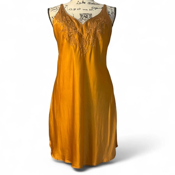 Gold 100% silk Victoria’s Secret nightgown with...