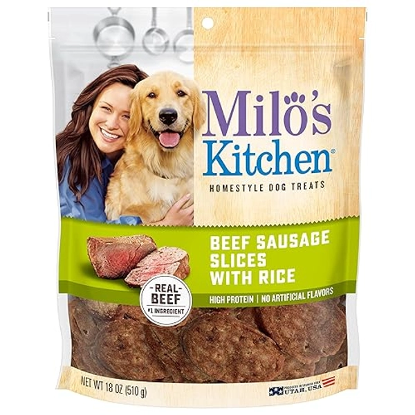 Milo's Kitchen Beef Sausage Slices With Rice Dog Treats, 18 Ounce