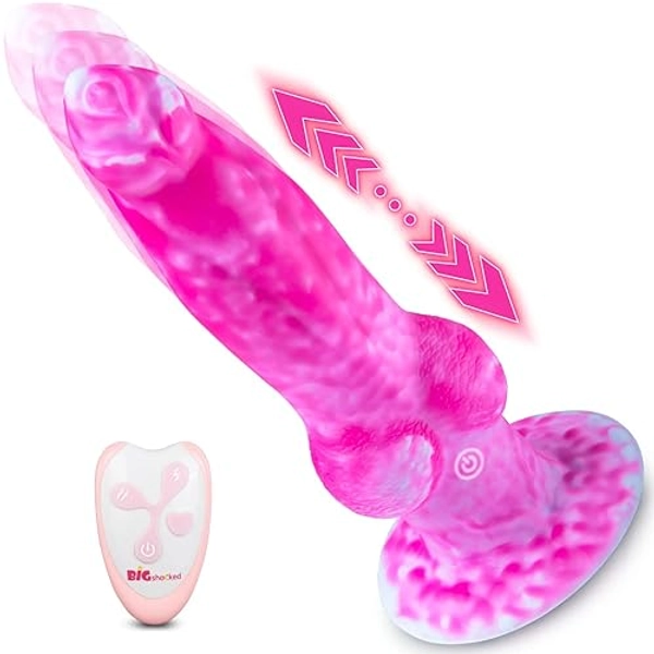 Thrusting Dildo Realistic Vibrating Dildos - 8.8in Women Sex Toys Thick G Spot Anal Thrusting Dildo Vibrator with 7 Modes, Silicone Suction Cup Huge Dildo Adult Sex Toys & Games for Women Couples