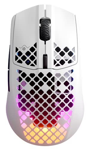 SteelSeries Aerox 3 Wireless Snow (2022) - Souris de jeu super légère - 68 g, design résistant à l’eau - Autonomie de 200 heures - Aerox 3 - Sans fil - Blanc