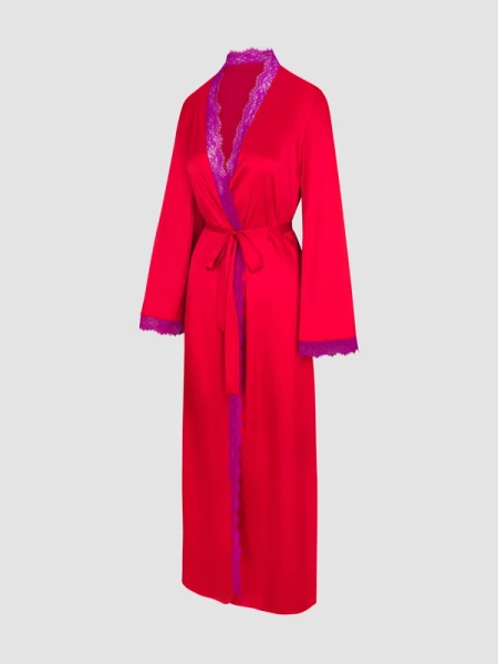 Nite Shade Lace-Trim Sleep Robe in Multi & Red | SAVAGE X FENTY