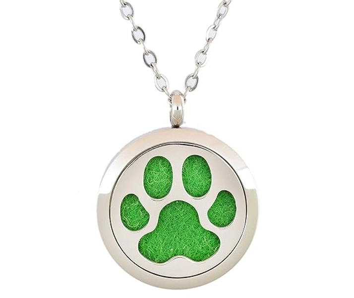 Aromatherapy Essential Oil Diffuser Silver Locket (Dog Paw)
