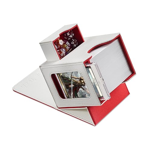 Mage Tech Card Deck Box for MTG Commander - Patented Design, Commander Display, Fits 100 Double-Sleeved Cards, 35pt Card Brick & Dice Tray - White/Red - 8. Brotherhood (White/Red)