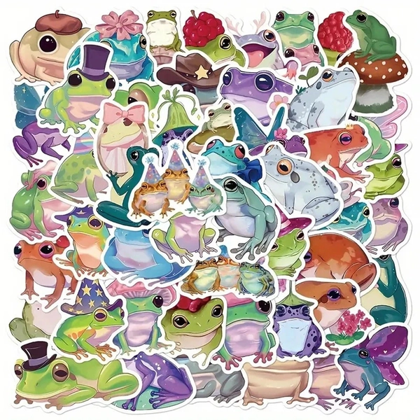 50pc Cute Whimsical Frog Sticker Pack