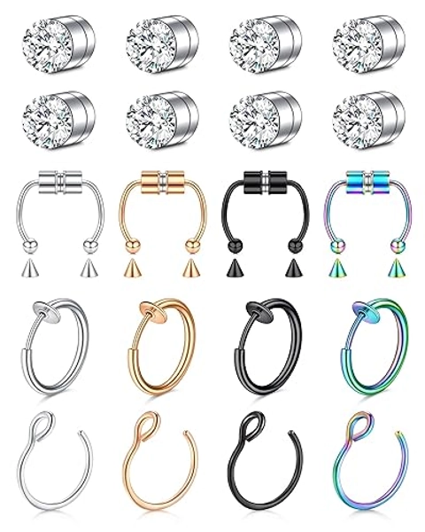 Mayhoop Faux Nose Ring Hoops and Studs - Fake Nose Piercing for Women and Men