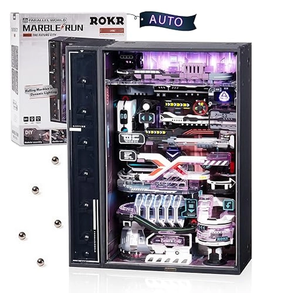 ROKR 3D Puzzles Building Toy Sets Marble Run Model Kits for Adults, 140pcs Brain Teaser STEM Kit for Kids, DIY Hobbies for Men Women, Boys and Girls (Parallel World MR02S)