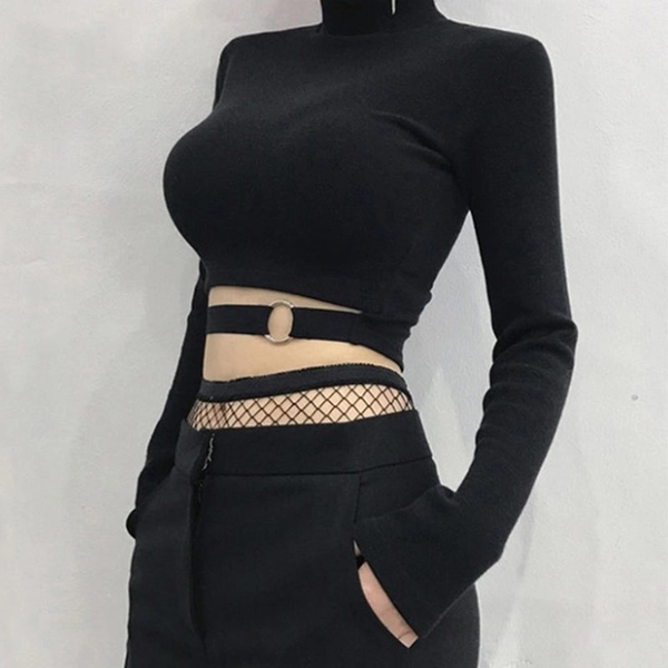'Shotgun' Black Hollow Out Crop Top