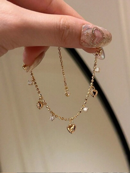 1 Piece Of S925 Sterling Silver Bohemian Love Tassel Bracelet Ins Style Simple Matching With Various Clothing. It Can Be An Ideal Gift For Women  For Everyday Wear And Festivals