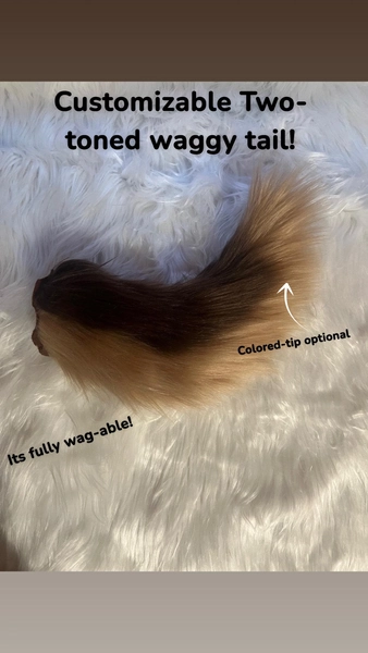 Customizable 2-toned 12inch Waggy Puppy Tail – Fully Wag-able  Tail for Cosplay, Therian Gear, Petplay, Kemonomimi – No core required!
