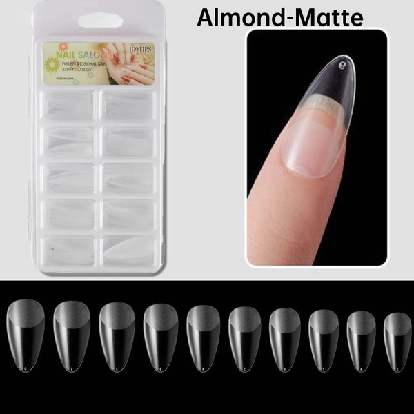 100Pcs Matte Clear Nail Tips Transparent Manicure Extension Glue Alcohol Free Beauty Nail Salon Tool