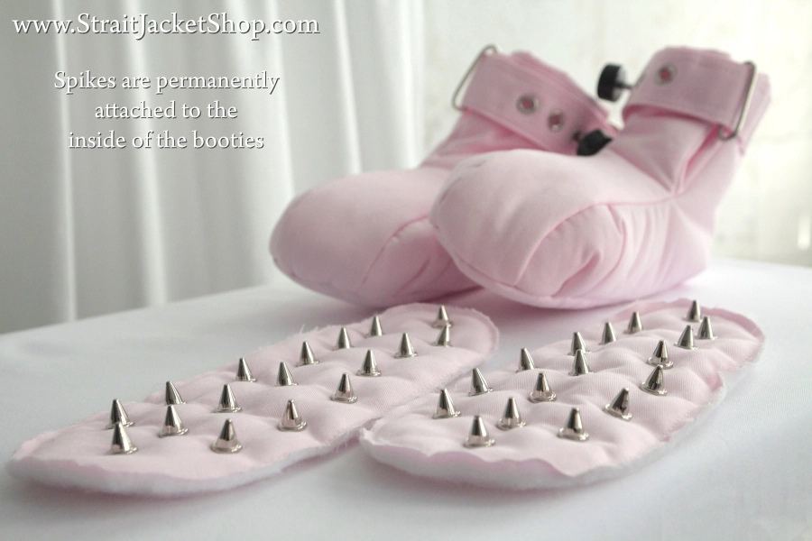 Crawling Habit Training Restraining Booties with Spikes and Segufix Locks  / ABDL / Adult Baby Diaper Lover / Bondage / DDLG / Crawl