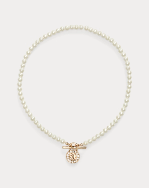 Ketting met logohanger en imitatieparel